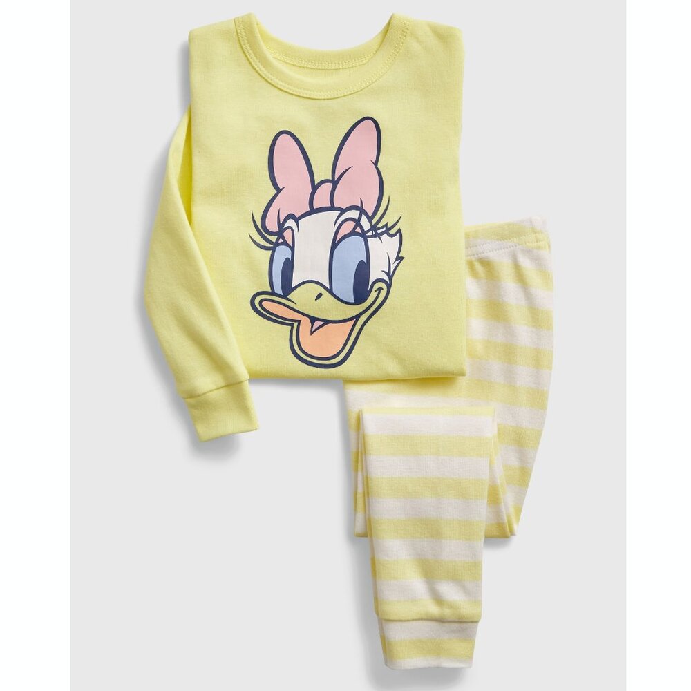 Gap Disney Daisy Duck Soft Yellow Long Sleeve Organic Pajama PJ Set